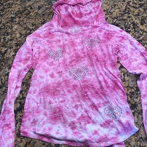 Justice pink hooded long sleeve shirt. Size 18